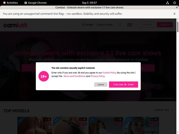 Cam Lust Register Form